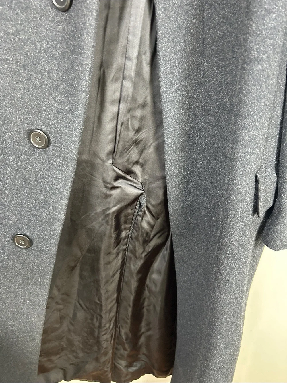 Polo Ralph Lauren 100% Cashmere Overcoat 42R Gray Long Trench Coat Blue Label